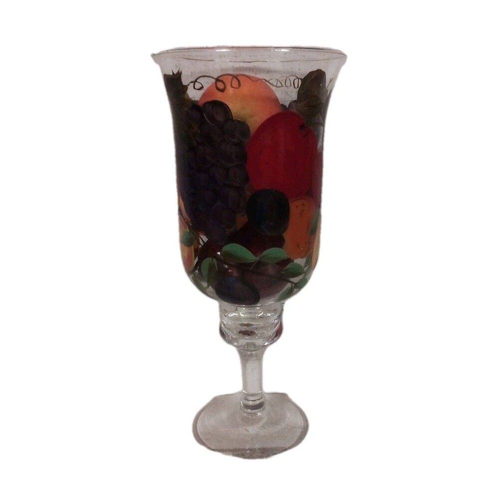 Hand painted glass Vase With Fruit Included‎